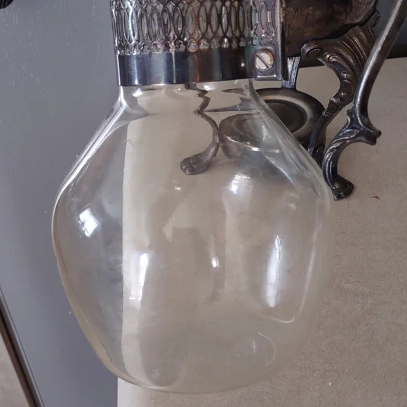 Antique Silver Plate And Glass Wine or Water Carafe - Picture 6 of 7